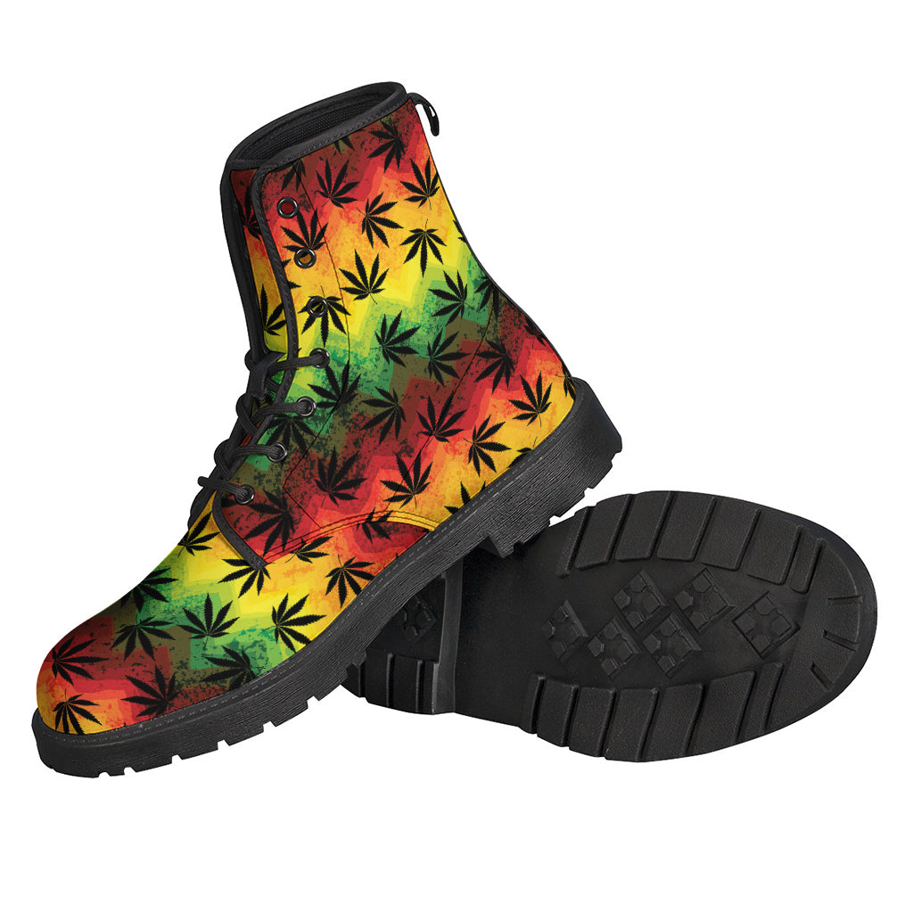 Cannabis Rasta Pattern Print Backpack