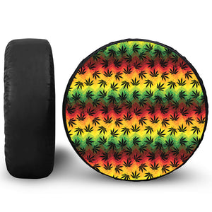 Cannabis Rasta Pattern Print Leather Spare Tire Cover