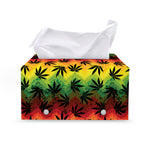 Cannabis Rasta Pattern Print Leather Tissue Box Cover