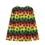 Cannabis Rasta Pattern Print Long Sleeve Short Coat