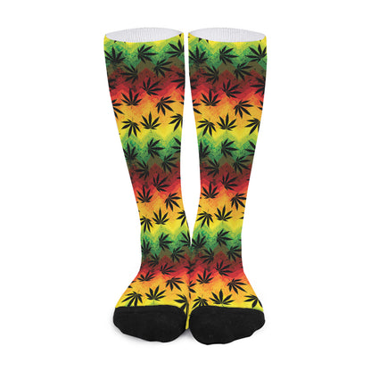 Cannabis Rasta Pattern Print Long Socks