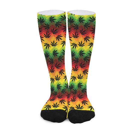 Cannabis Rasta Pattern Print Long Socks