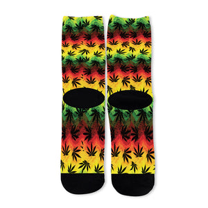 Cannabis Rasta Pattern Print Long Socks