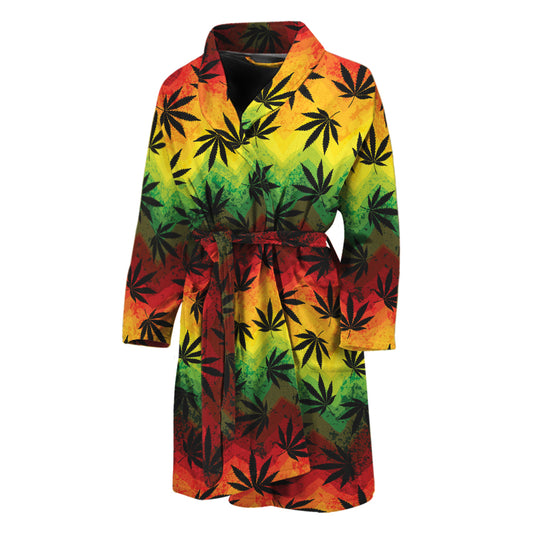 Cannabis Rasta Pattern Print Men's Bathrobe