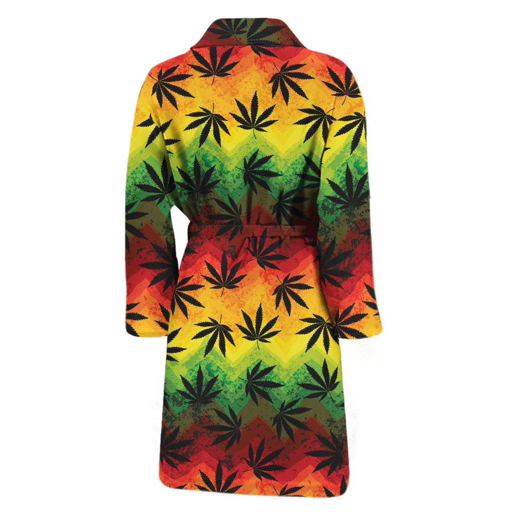 Cannabis Rasta Pattern Print Men's Bathrobe