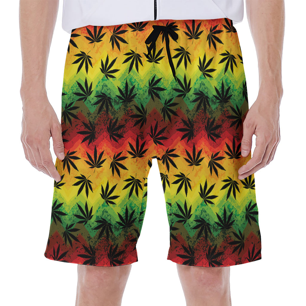 Cannabis Rasta Pattern Print Men's Beach Shorts