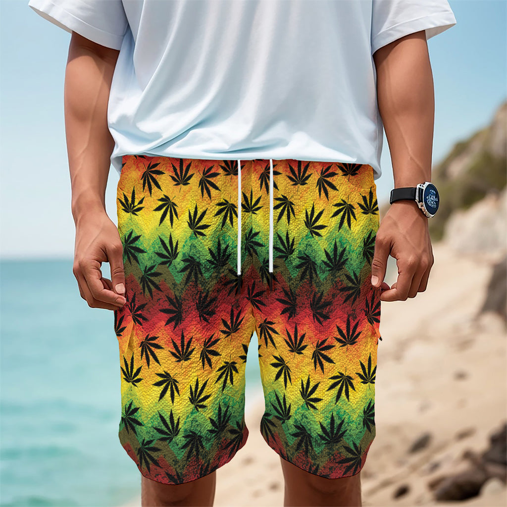 Cannabis Rasta Pattern Print Men's Cargo Shorts