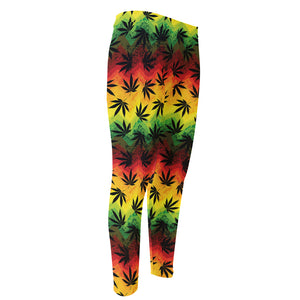 Cannabis Rasta Pattern Print Men's Compression Pants