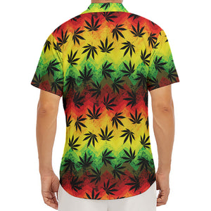 Cannabis Rasta Pattern Print Men's Deep V-Neck Shirt