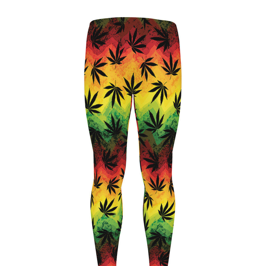 Cannabis Rasta Pattern Print Men's leggings