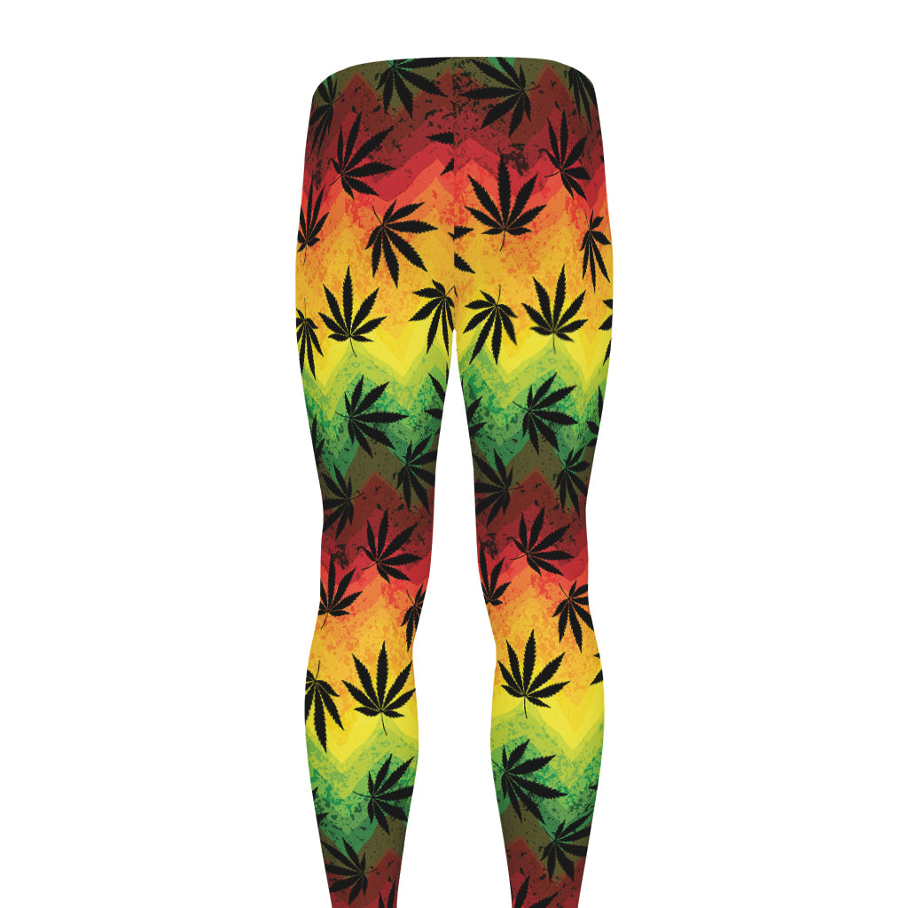 Cannabis Rasta Pattern Print Men's leggings