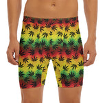 Cannabis Rasta Pattern Print Men's Long Boxer Briefs