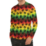 Cannabis Rasta Pattern Print Men's Long Sleeve Rash Guard