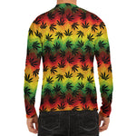 Cannabis Rasta Pattern Print Men's Long Sleeve Rash Guard