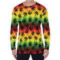 Cannabis Rasta Pattern Print Men's Long Sleeve T-Shirt