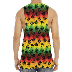 Cannabis Rasta Pattern Print Men's Muscle Tank Top