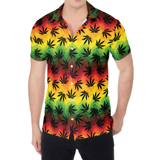 Cannabis Rasta Pattern Print Men's Shirt
