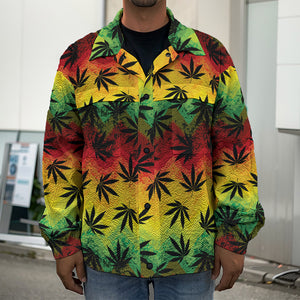 Cannabis Rasta Pattern Print Men's Shirt Jacket