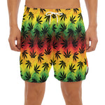 Cannabis Rasta Pattern Print Men's Split Running Shorts