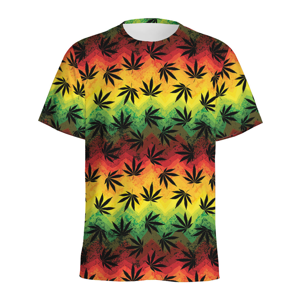 Cannabis Rasta Pattern Print Men's Sports T-Shirt