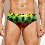 Cannabis Rasta Pattern Print Men's Swim Briefs