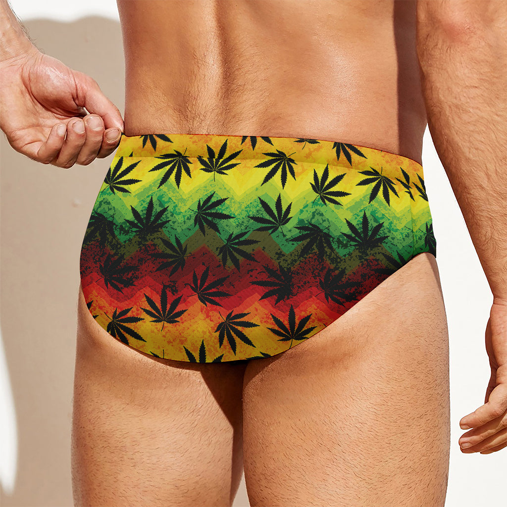 Cannabis Rasta Pattern Print Men's Swim Briefs