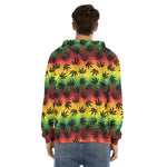 Cannabis Rasta Pattern Print Men's Velvet Pullover Hoodie