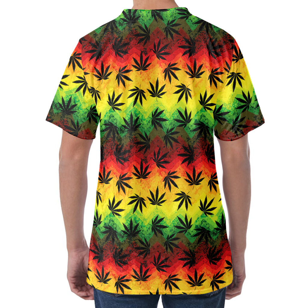 Cannabis Rasta Pattern Print Men's Velvet T-Shirt