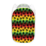 Cannabis Rasta Pattern Print Mesh Laundry Hamper