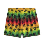 Cannabis Rasta Pattern Print Mesh Shorts