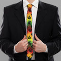 Cannabis Rasta Pattern Print Necktie