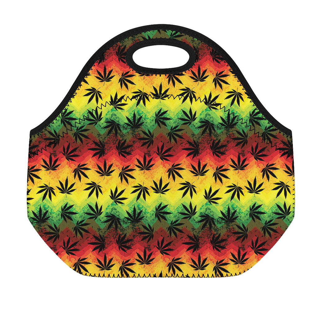 Cannabis Rasta Pattern Print Neoprene Lunch Bag