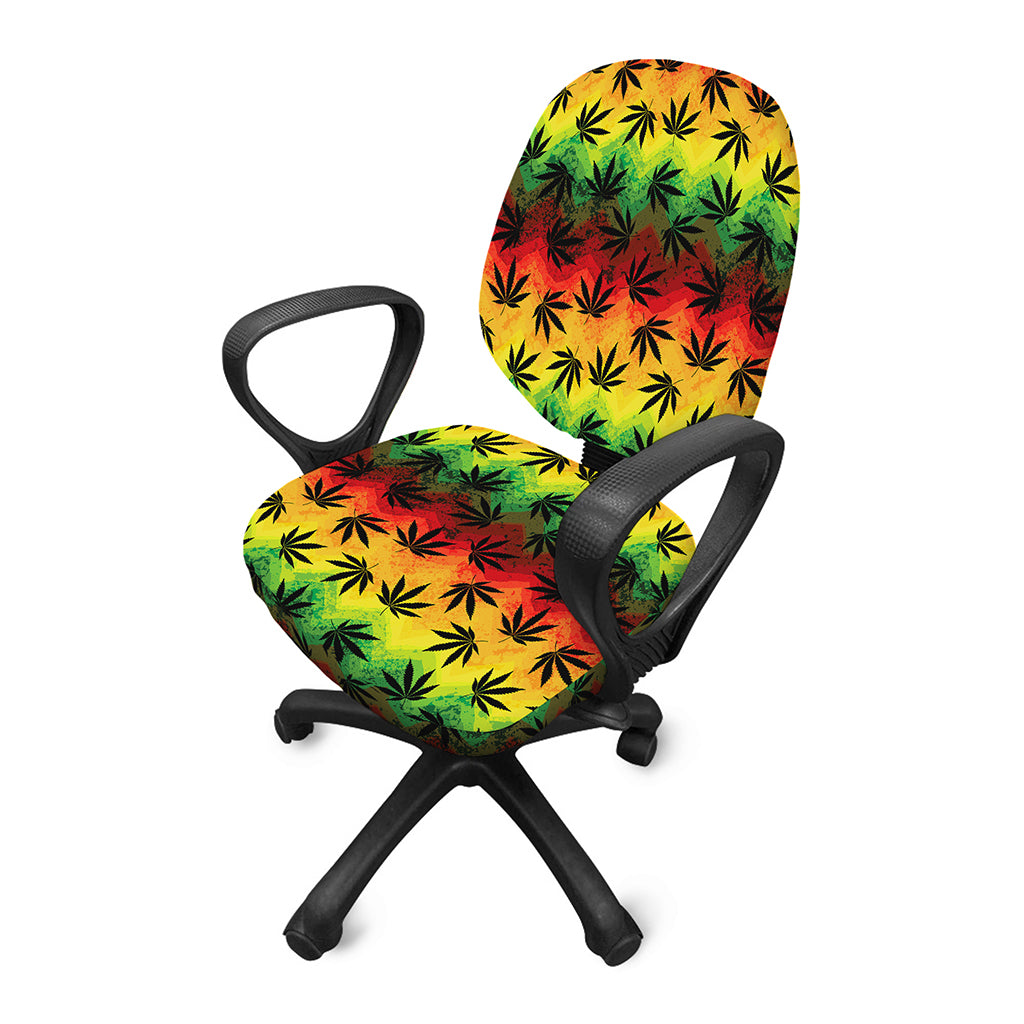 Cannabis Rasta Pattern Print Office Chair Cover