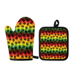 Cannabis Rasta Pattern Print Oven Mitt And Pot Holder Set