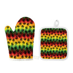 Cannabis Rasta Pattern Print Oven Mitt And Pot Holder Set