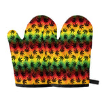 Cannabis Rasta Pattern Print Oven Mitts