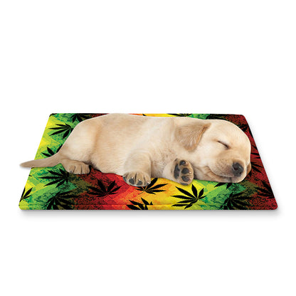 Cannabis Rasta Pattern Print Pet Cooling Mat Cover