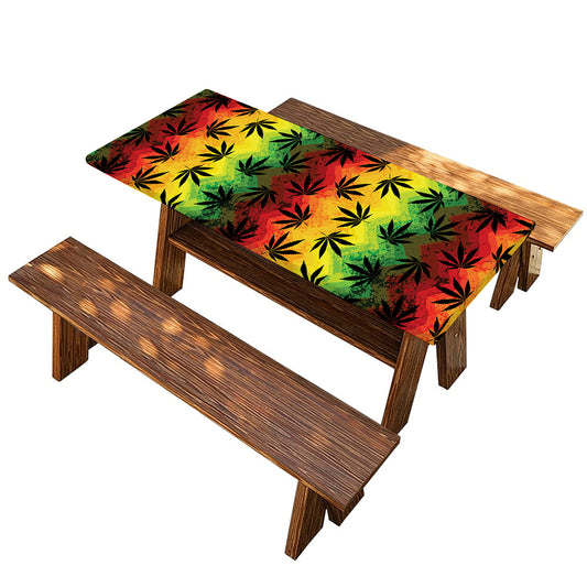Cannabis Rasta Pattern Print Picnic Table Cover