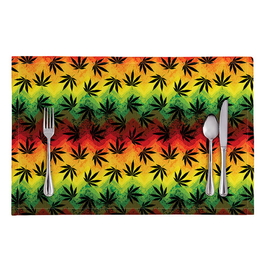 Cannabis Rasta Pattern Print Placemat
