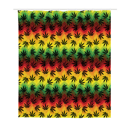 Cannabis Rasta Pattern Print Polyester Shower Curtain