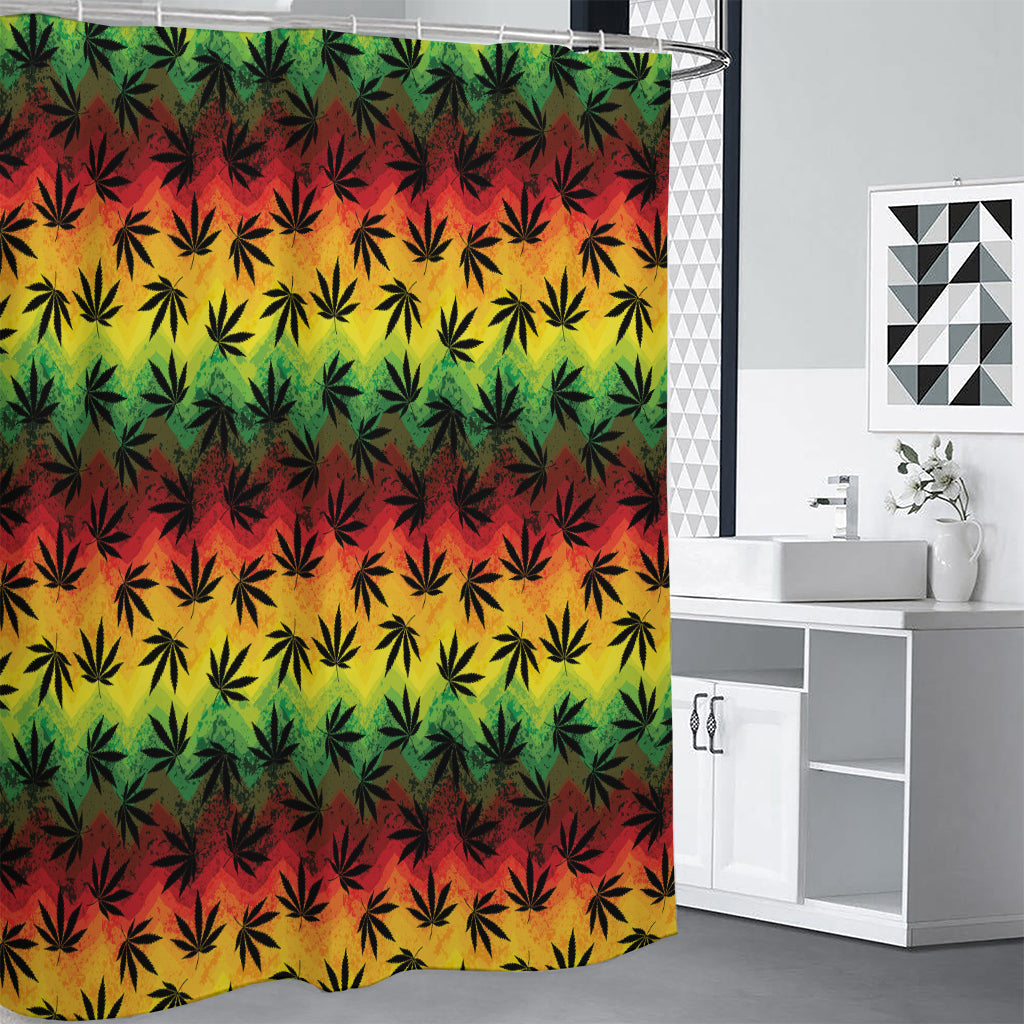 Cannabis Rasta Pattern Print Premium Shower Curtain