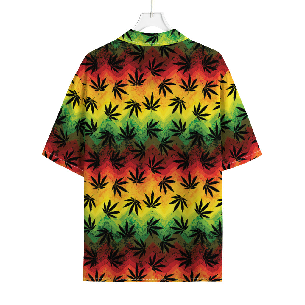 Cannabis Rasta Pattern Print Rayon Hawaiian Shirt