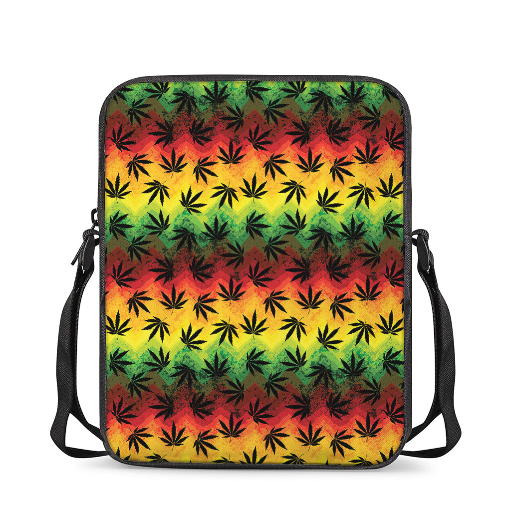 Cannabis Rasta Pattern Print Rectangular Crossbody Bag