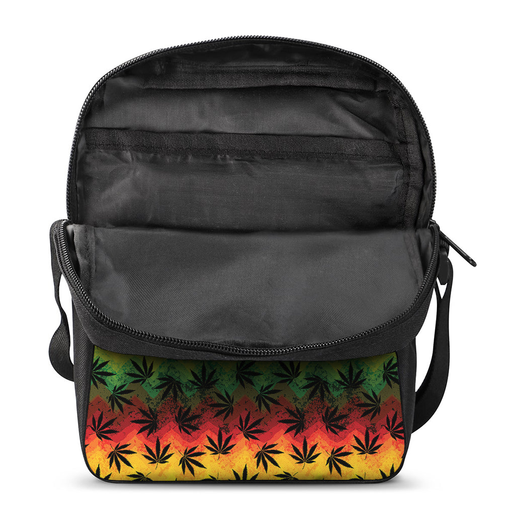 Cannabis Rasta Pattern Print Rectangular Crossbody Bag