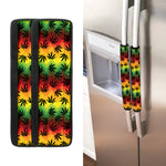Cannabis Rasta Pattern Print Refrigerator Handle Covers