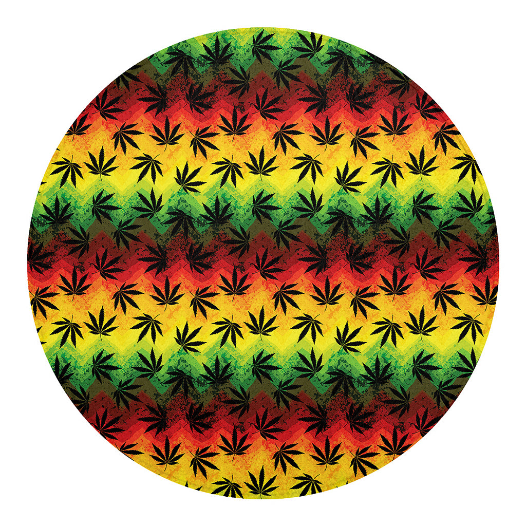 Cannabis Rasta Pattern Print Round Blanket