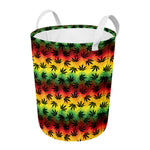 Cannabis Rasta Pattern Print Round Laundry Basket