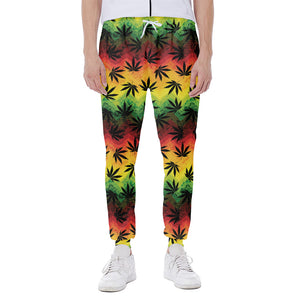 Cannabis Rasta Pattern Print Scuba Joggers