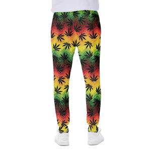 Cannabis Rasta Pattern Print Scuba Joggers