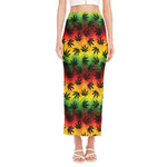 Cannabis Rasta Pattern Print Side Slit Maxi Skirt